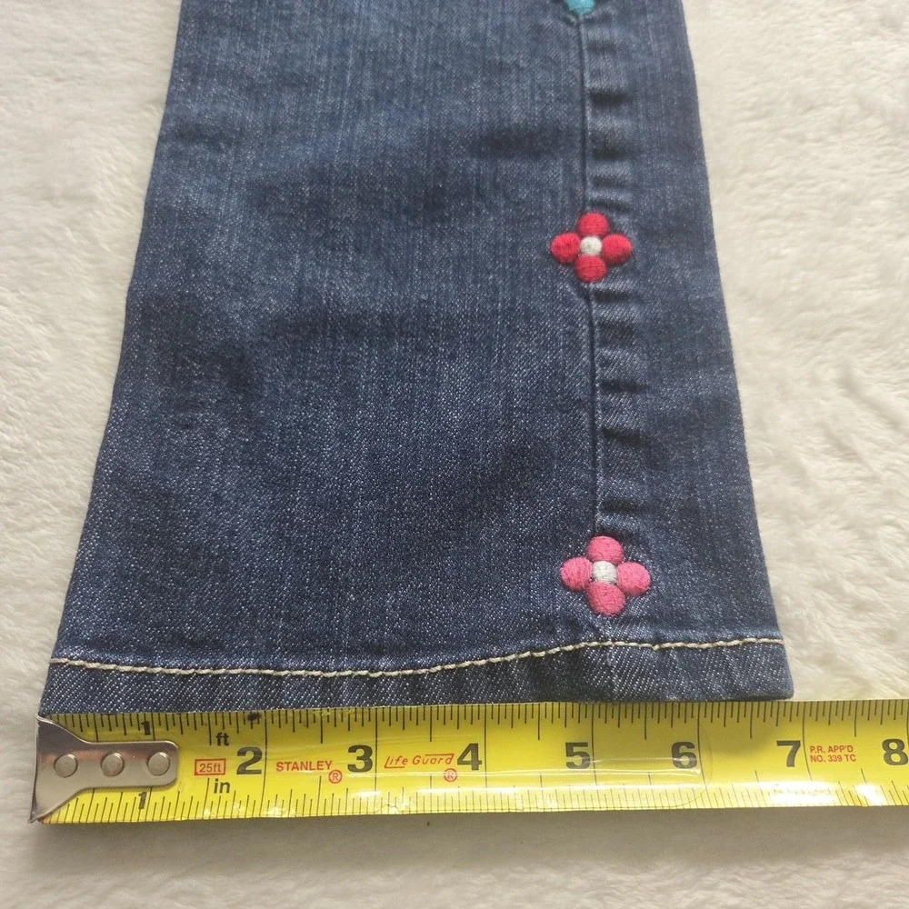 Gymboree Y2k Denim‎ Jeans Embroidered Flowers Girls Sz 7